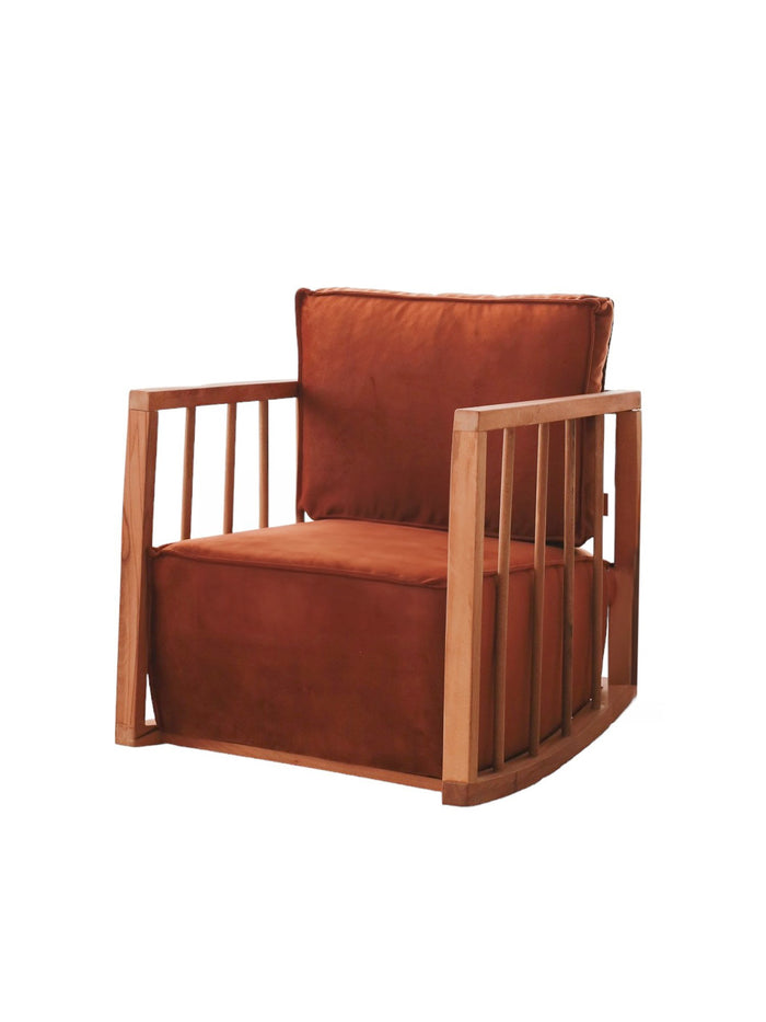 Giga Meubel - Schommelstoel Rood Stof|Hout - 65x71x80cm - Sallanan