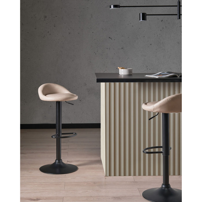 Beliani - MEEDER - Barkruk set van 2 - Lichtbeige - Kunstleer