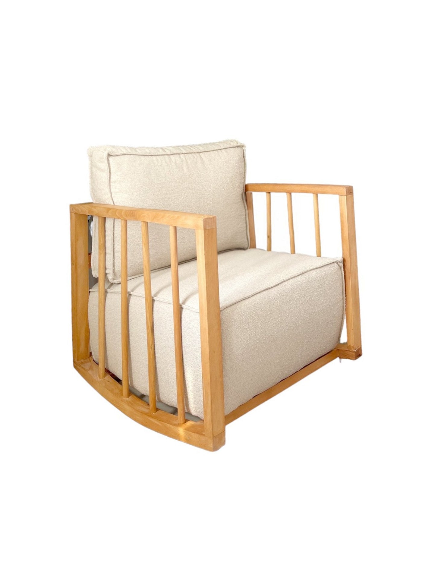 Giga Meubel - Schommelstoel Wit Teddy - 65x71x80cm - Sallanan