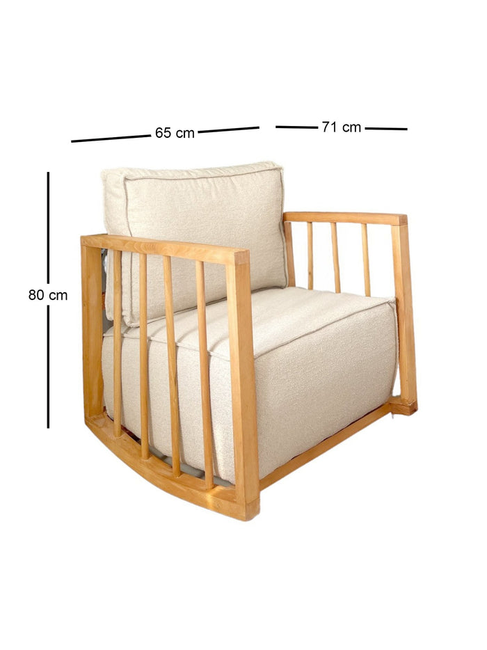 Giga Meubel - Schommelstoel Wit Teddy - 65x71x80cm - Sallanan