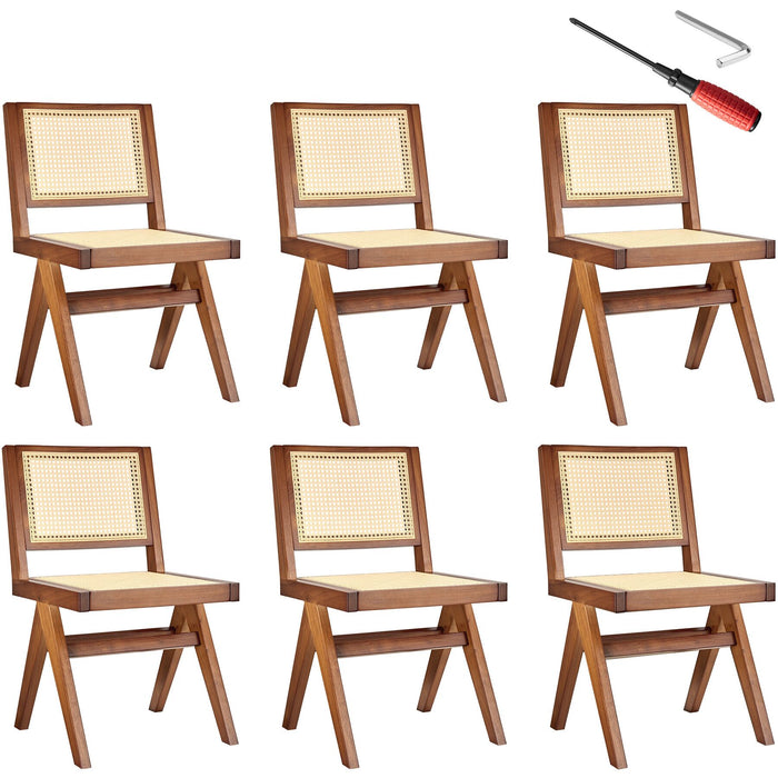 tectake® Houten stoel Lizzy met Weens vlechtwerk in boho-stijl