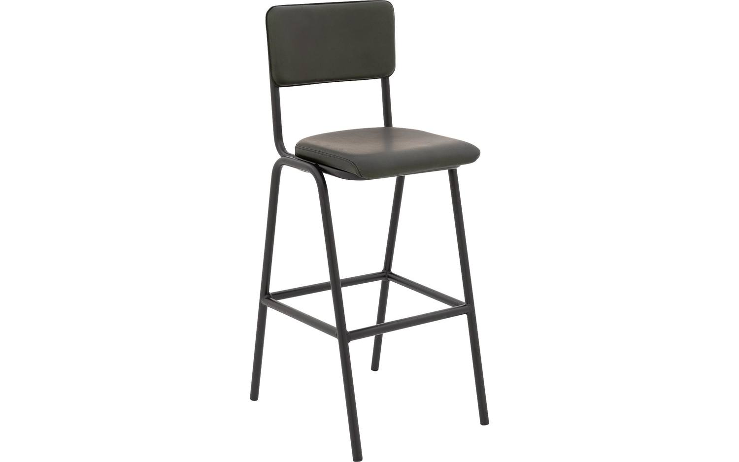 Goossens Barstoel Chaplin - groen Leder zonder armleuning