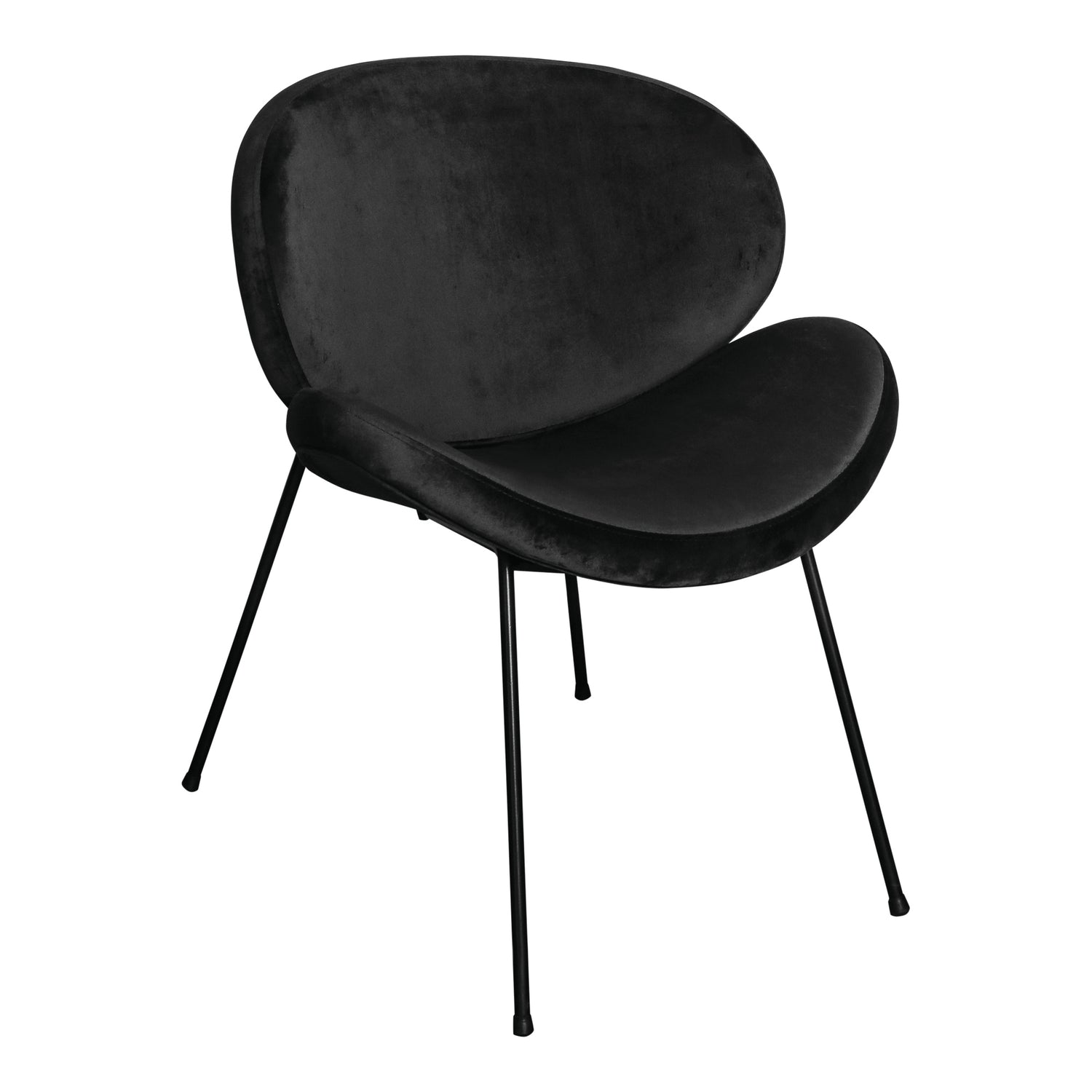 PTMD Janne Velvet Zwart eetkamer stoel metalen poo