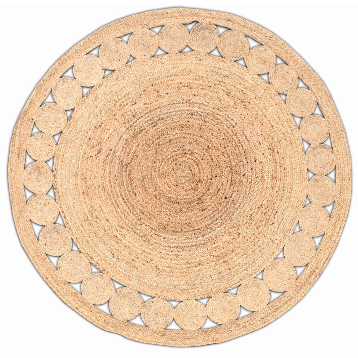 Velaar Jaipur Handgemaakt Jute Natuurlijke Vloerkleed 200 cm Rond