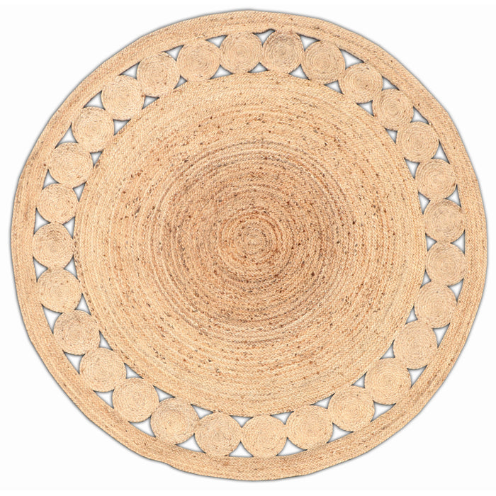 Velaar Jaipur Handgemaakt Jute Natuurlijke Vloerkleed 200 cm Rond