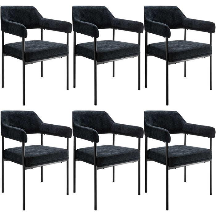 tectake® Eetkamerstoel Doé, gestoffeerd, stalen poten - Set van 6