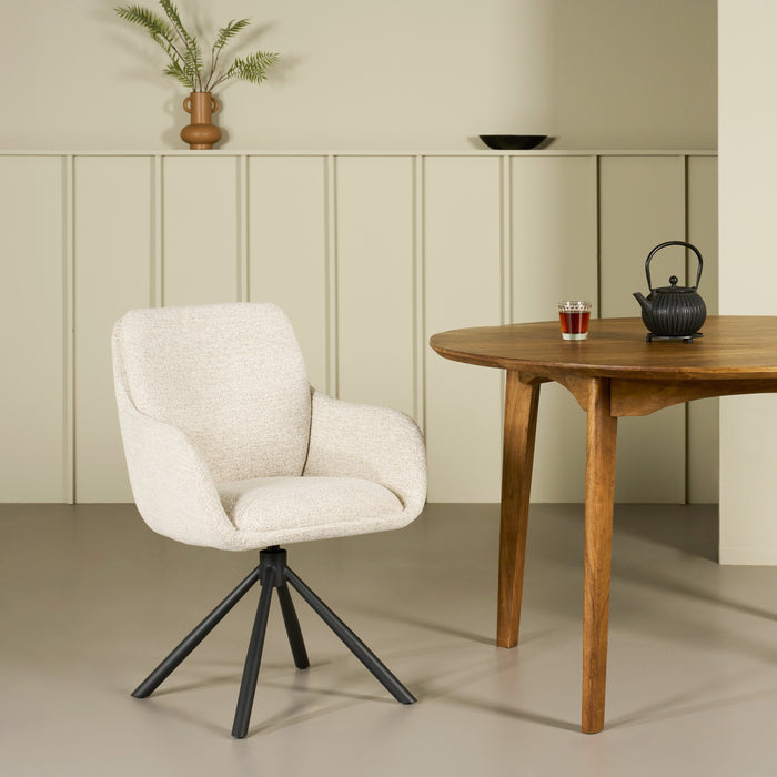 Eetkamerstoel Genk - Wit|Beige|Creme - Textiel