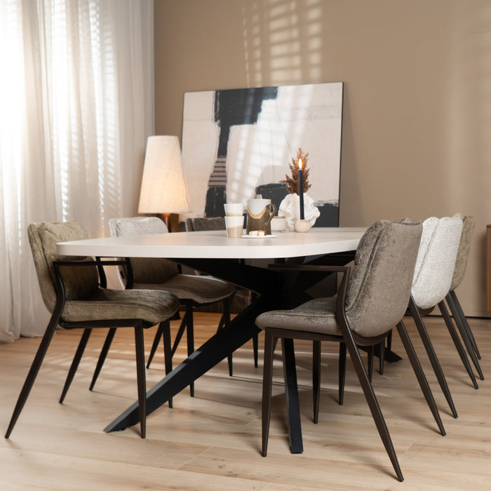 Bronx71 Eetkamerstoel Trevi gemêleerd off white|bruin