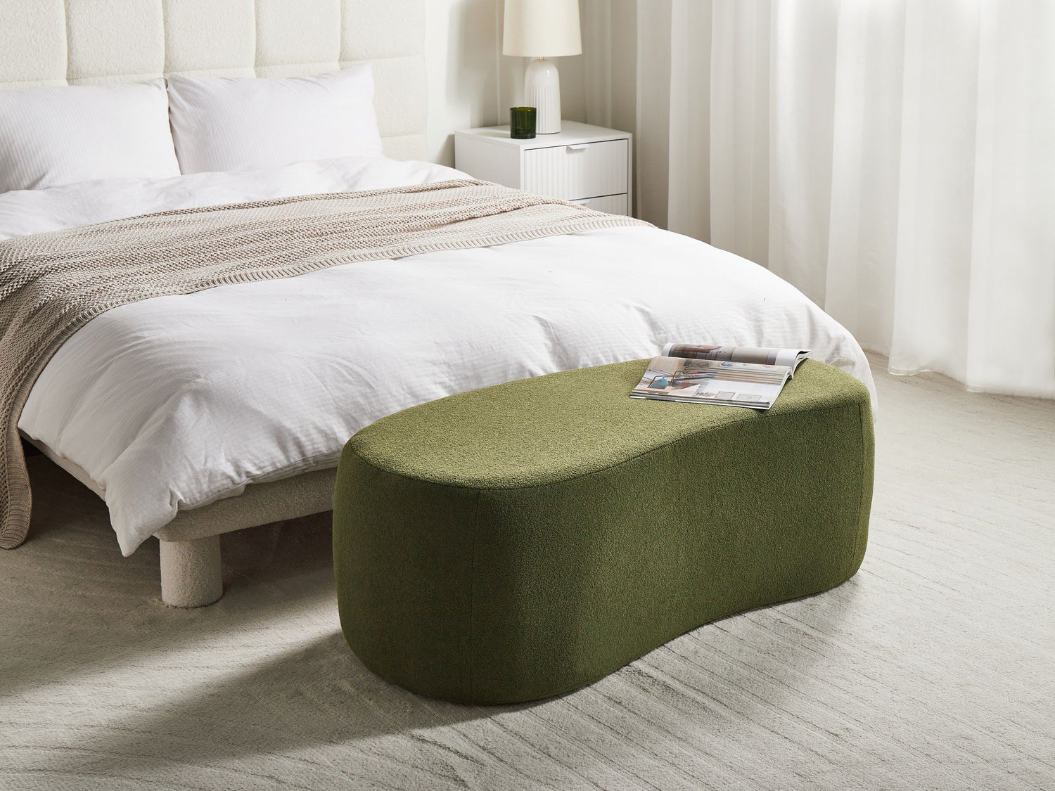 Beliani - BAYARD - Poef - Groen - Bouclé