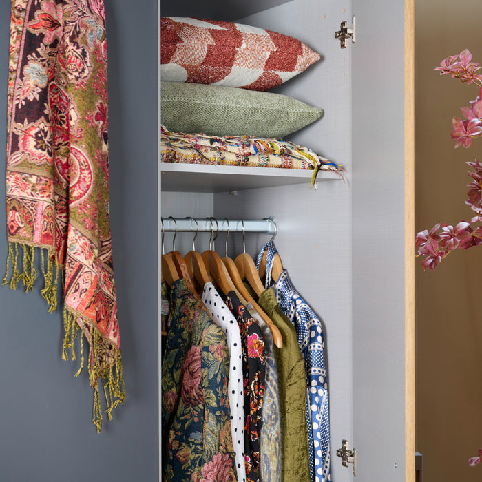 Kledingkast Stratum Antraciet|Grijs|Hout - Eiken|Hout - Naturel