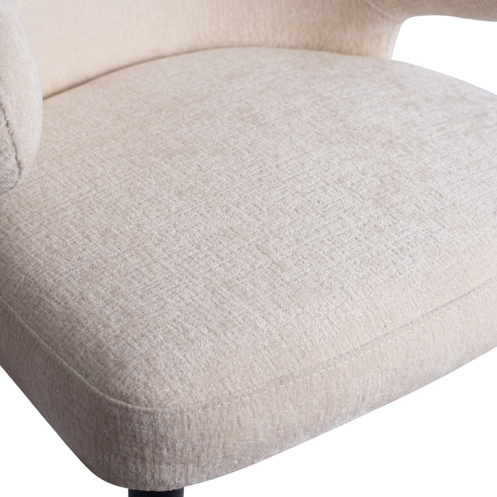 PTMD Fiori White 9852 Dining Chair Black Wood Legs