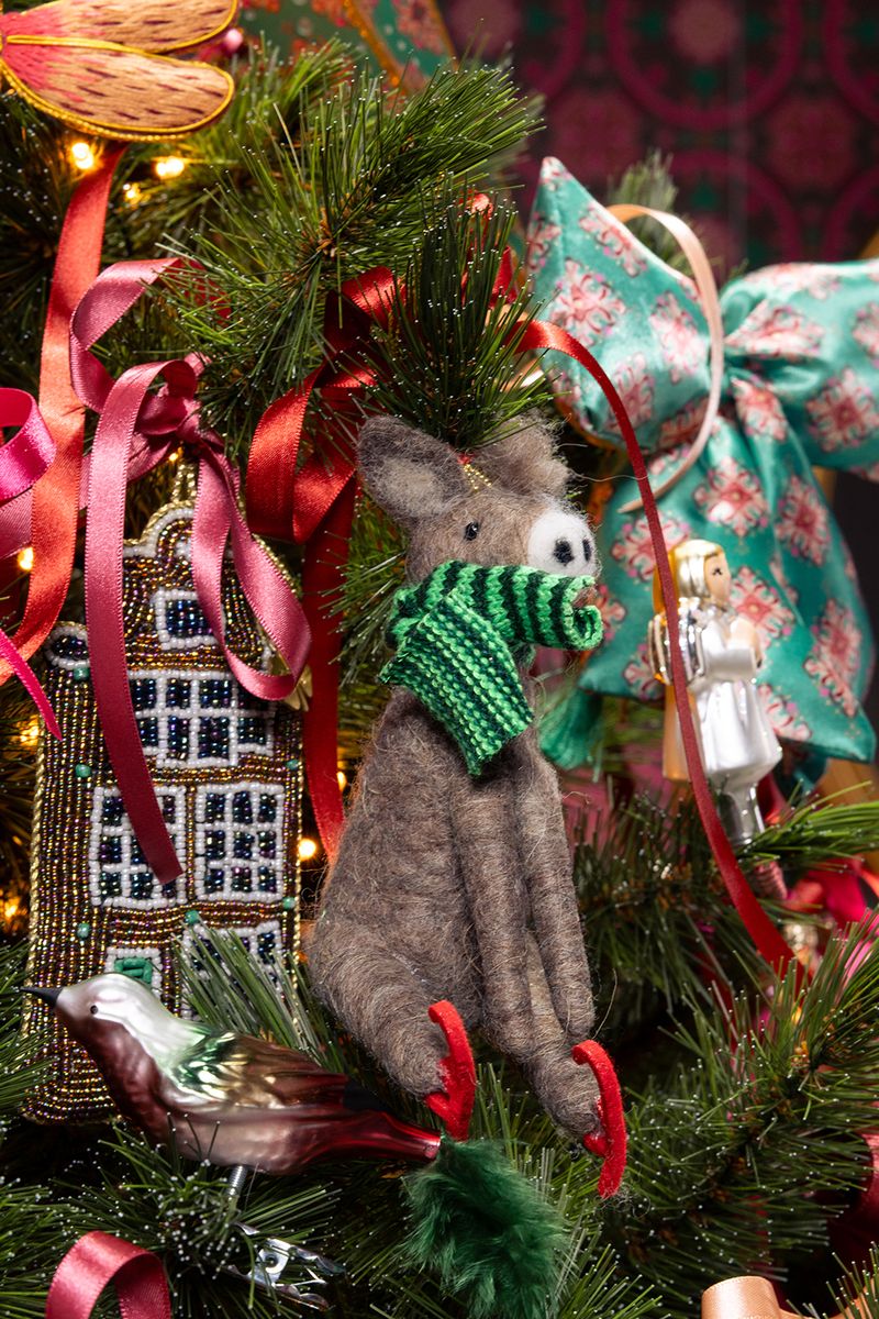 Sissy-Boy Multicolour kerst ornament vogel met clip