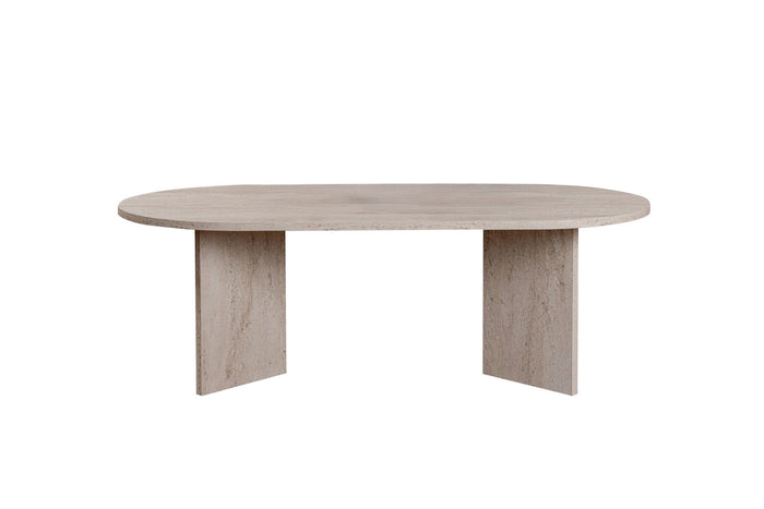 Giga Meubel - Salontafel Ovaal Travertinlook - 119x60x40cm - Sable
