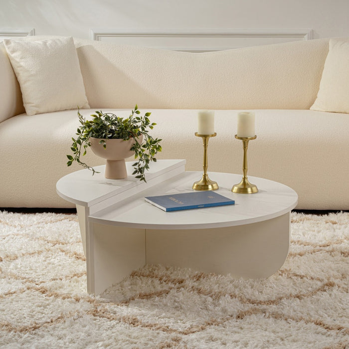 Giga Meubel - Salontafel Rond Wit - 90x90x35cm - Orion