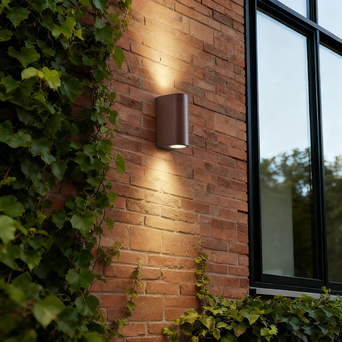 QAZQA Buiten wandlamp roestbruin kunststof ovaal 2-lichts - Baleno