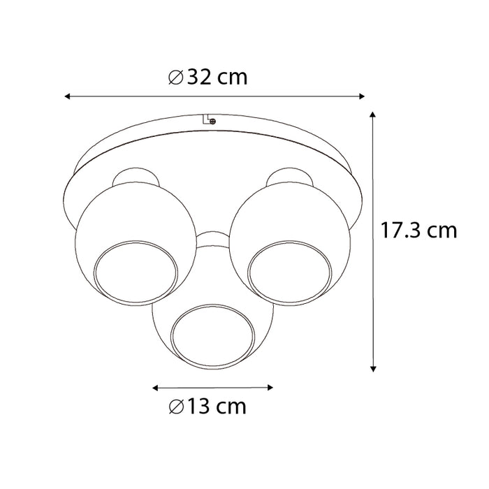 QAZQA Art Deco plafondlamp zwart met smoke glas 3-lichts - Vidro
