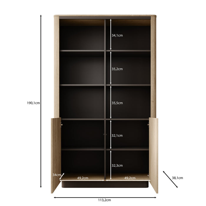 Meubella - Taywan - Boekenkast - Eiken - 113x38x190 cm