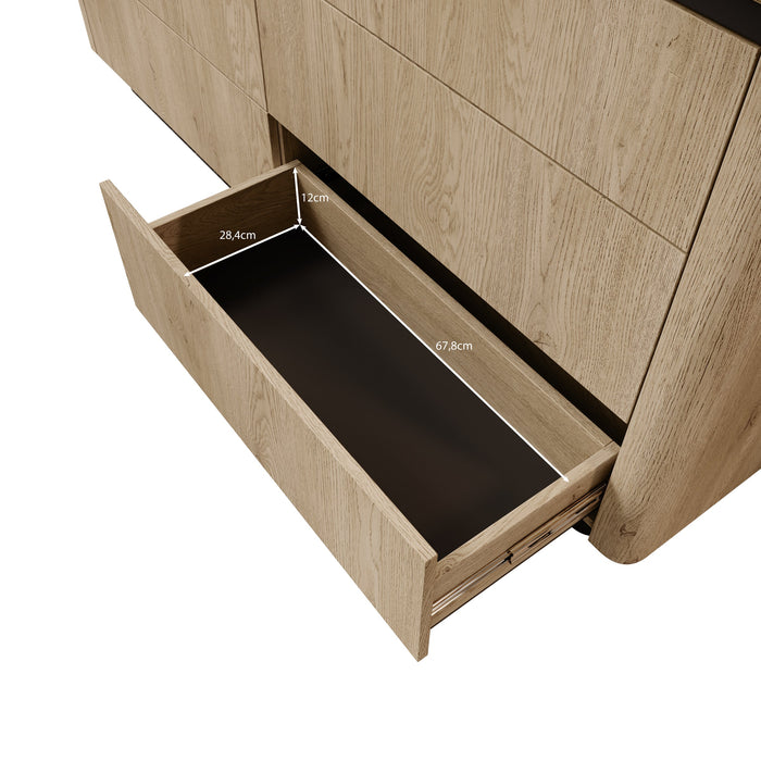 Meubella - Taywan - Ladekast met 6 lades - Eiken - 163x38x83 cm