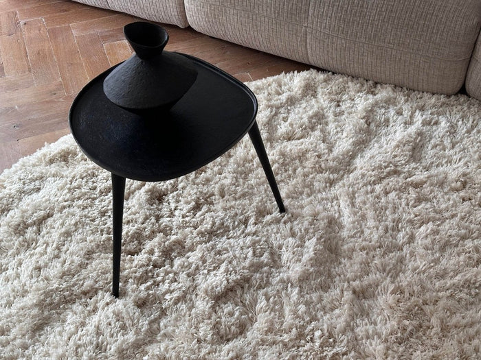 Rond Hoogpolig Vloerkleed Pilo Ivoor Wit Polyester Interieur05