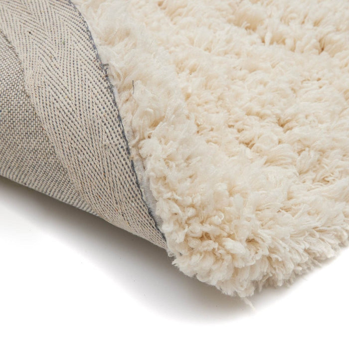 Rond Hoogpolig Vloerkleed Pilo Ivoor Wit Polyester Interieur05