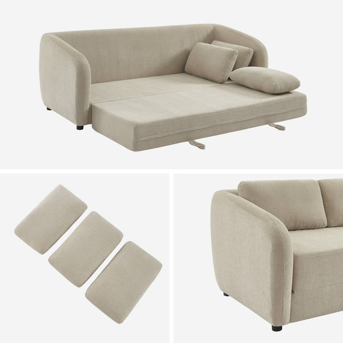 sweeek - Slaapbank 3 zitplaatsen chenille stof