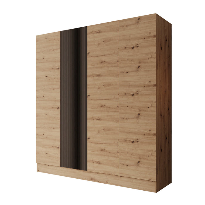 Meubella - Capri - Kledingkast 4-deurs - Eiken - 205x55x220 cm