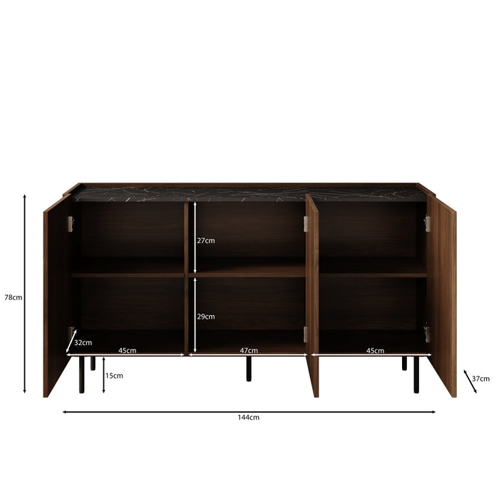 Meubella - Tahiti - Dressoir - Donker eiken - 144 cm
