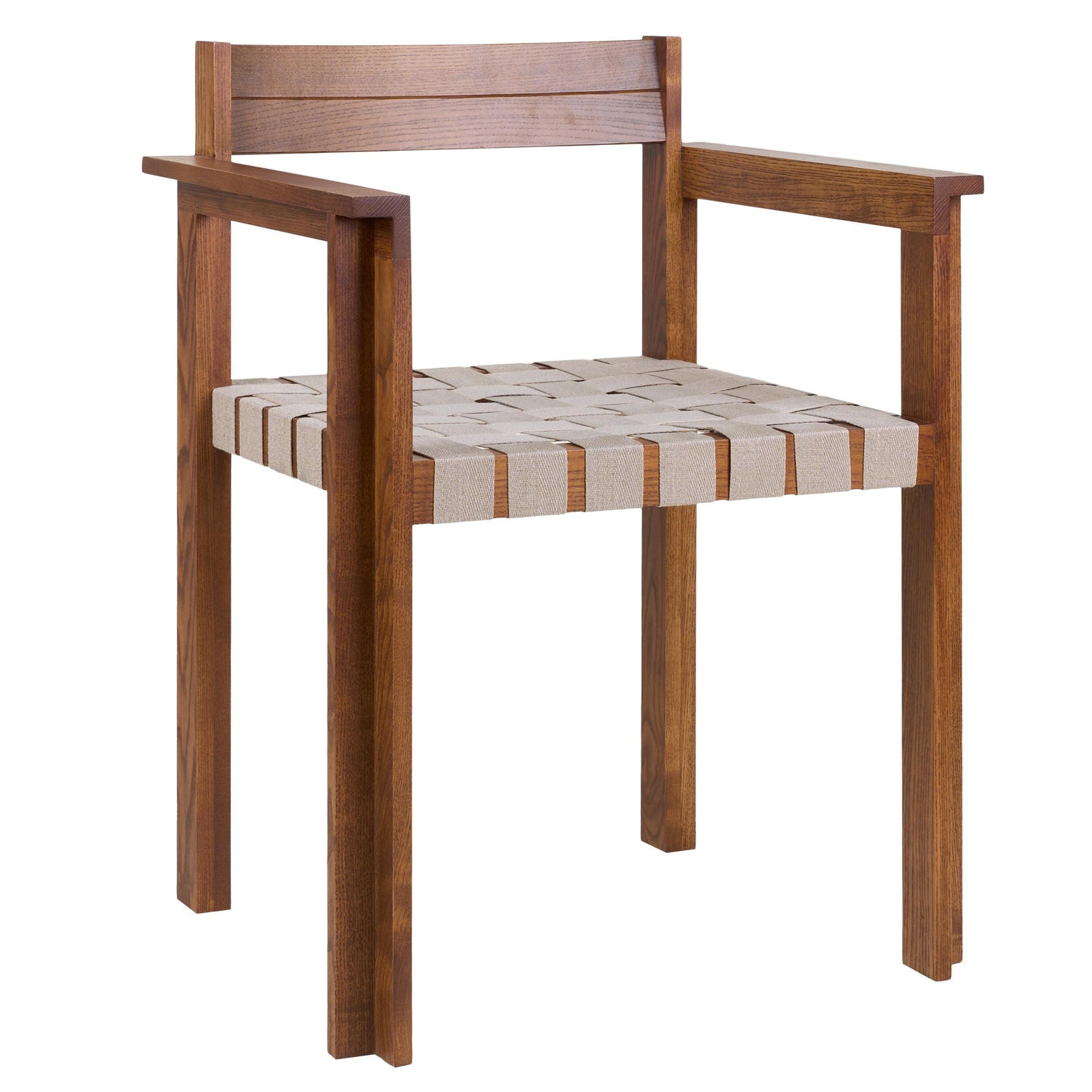 Symmetry eetkamerstoel met armleuning Honey Ash Wood | Oat Fabric