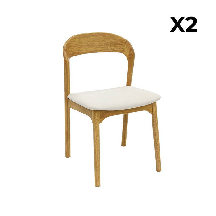 sweeek - Vintage stoelen van rubberhout en stof (set van 2)