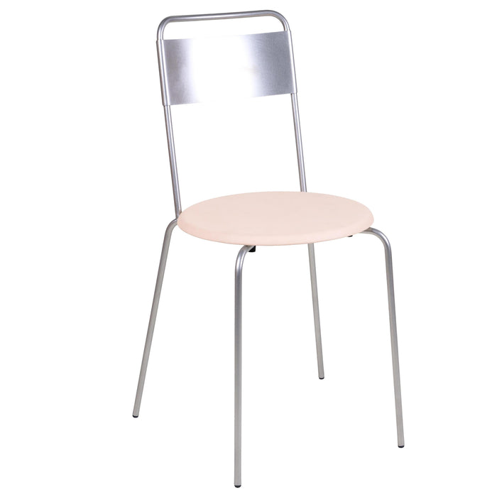 Petit Rond eetkamerstoel Stainless Steel | Naturel Leather