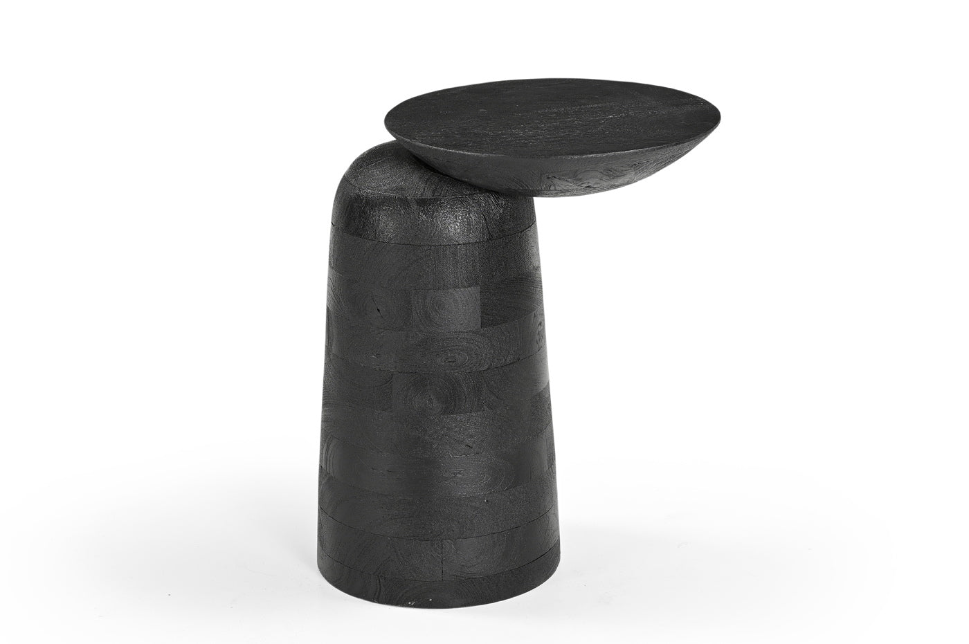 Giga Meubel - Bijzettafel Zwart Mangohout - Ø43x34x45cm - Ebbe