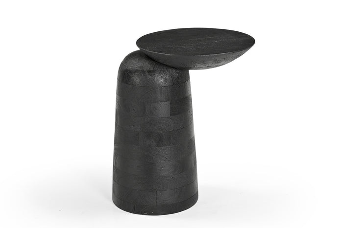 Giga Meubel - Bijzettafel Zwart Mangohout - Ø43x34x45cm - Ebbe