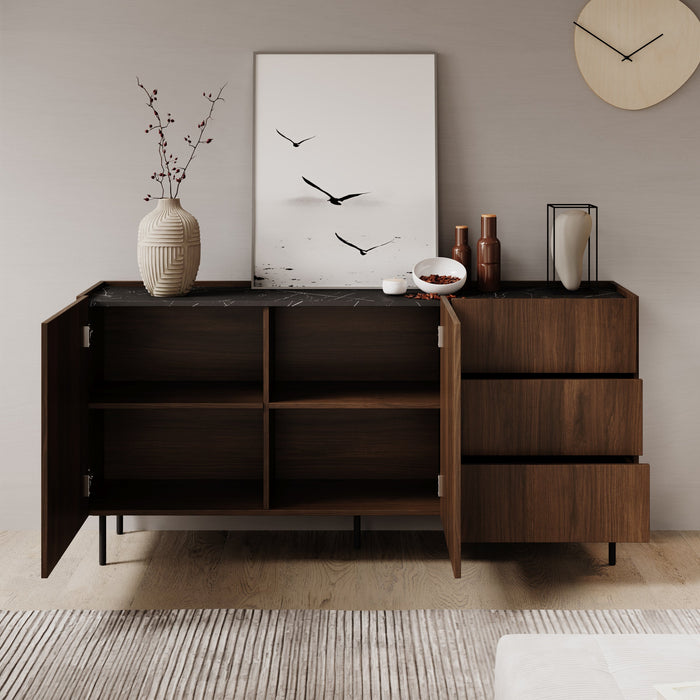 Meubella - Tahiti - Dressoir - Donker eiken - 160 cm