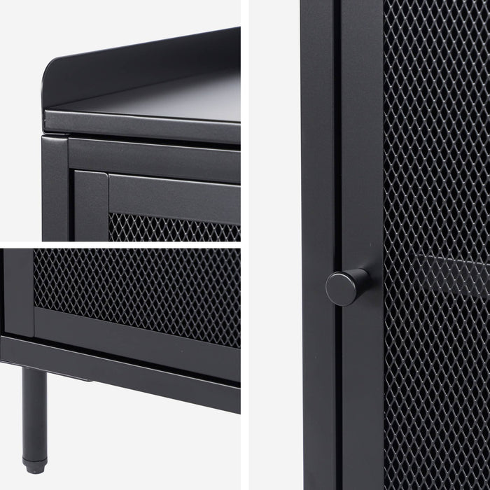 sweeek - Nachtkastjes met 1 deur, metaal, industrieel (set van 2)