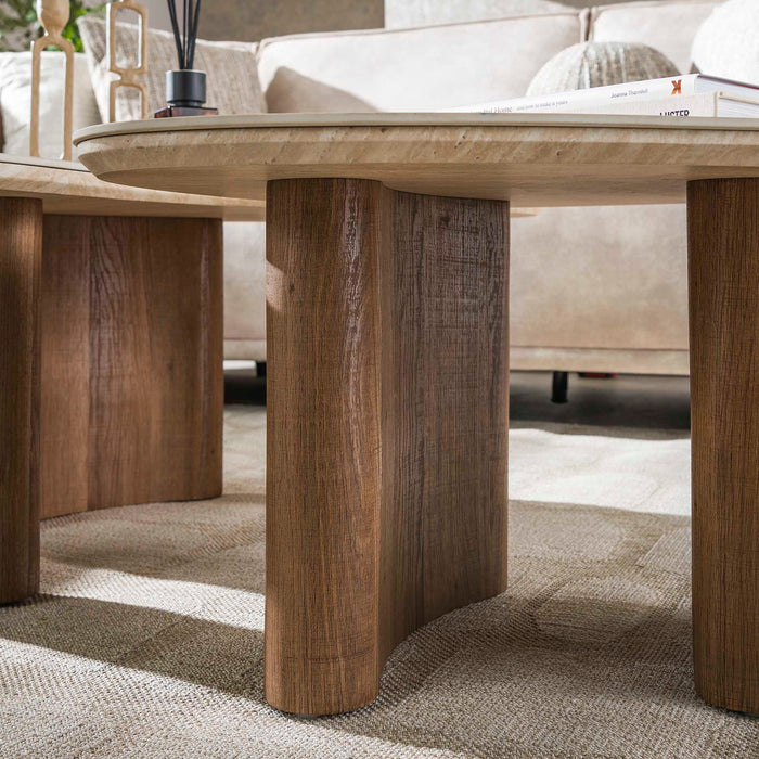 Giga Meubel - Salontafel Organic Travertin Set van 2