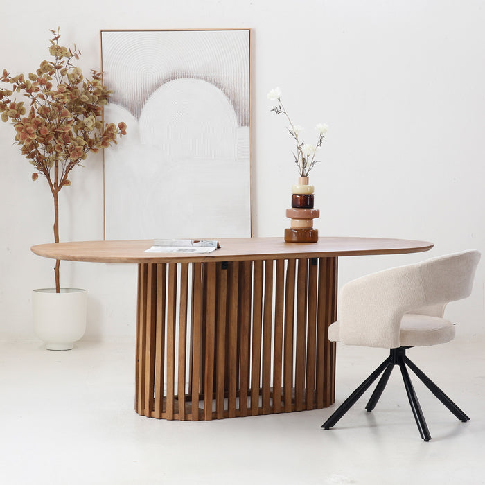 Giga Meubel - Eettafel Ovaal - Naturel Hout - 200x110x76cm - Ferran