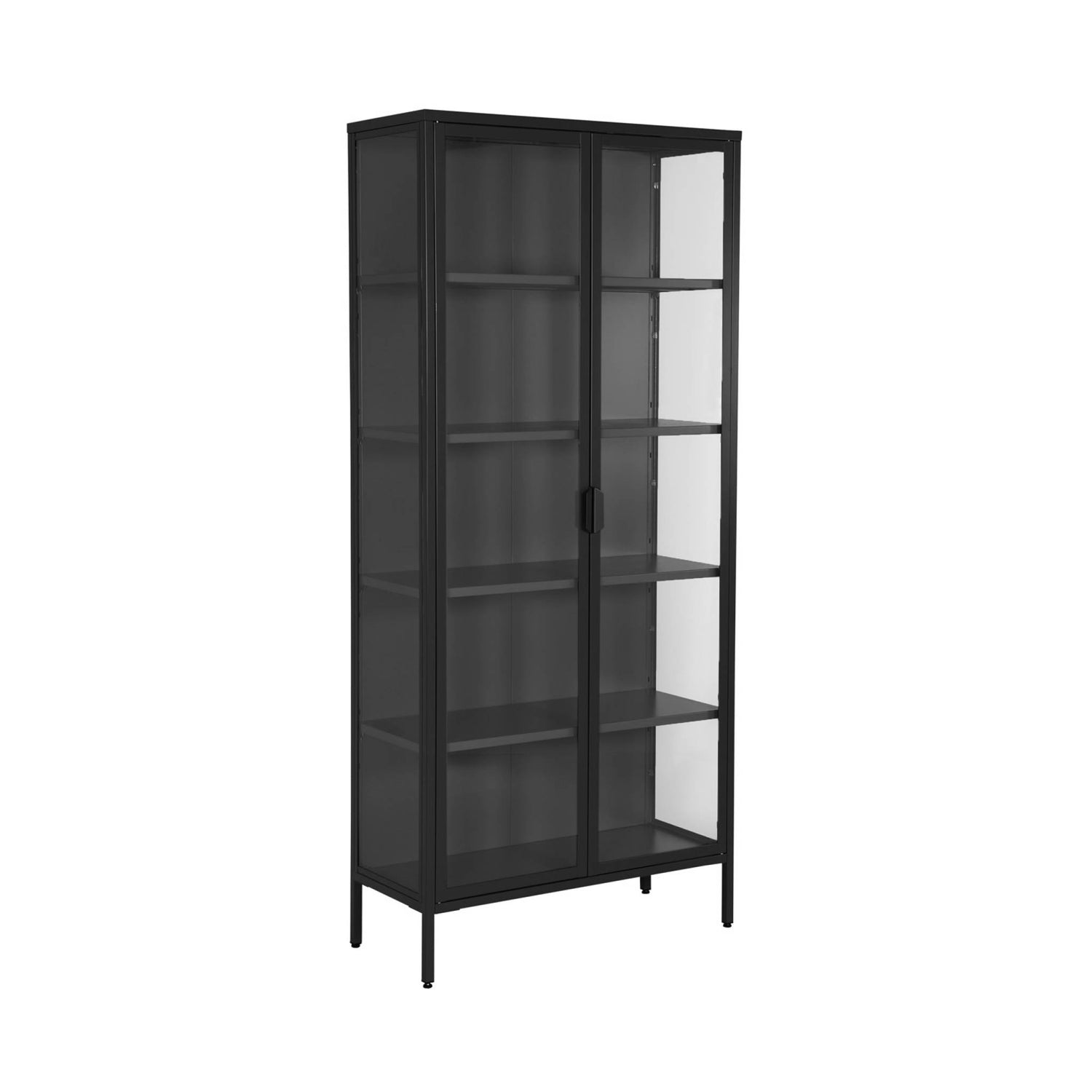 sweeek - Vitrinekast gehard glas en staal 2 deuren 180cm