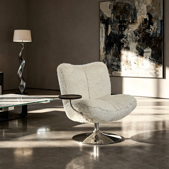DÉJA Living - Draaifauteuil Beige|Chrome - Incl. Tafeltje - Morten