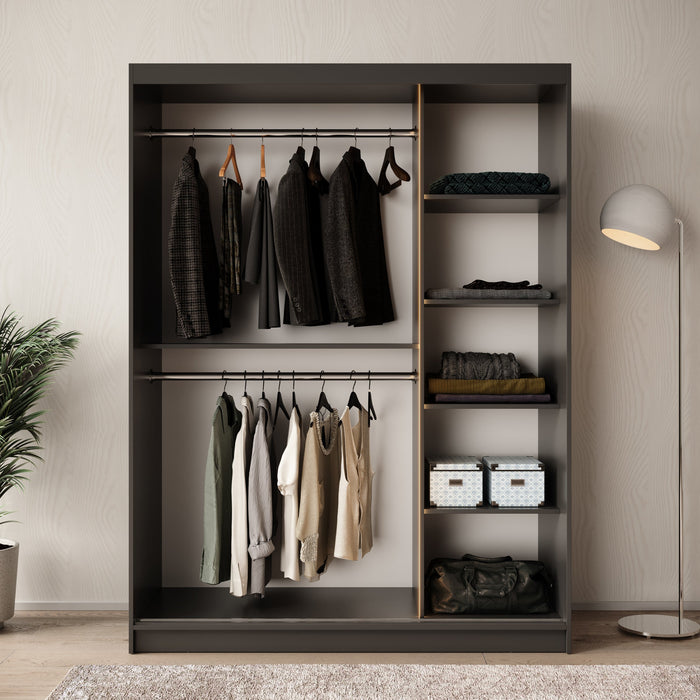 Meubella - Kledingkast Bunaro - Zwart - 150 cm