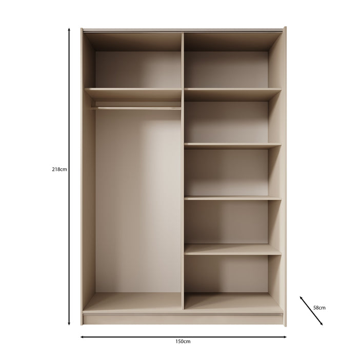 Meubella - Kledingkast Landon - Beige - 150 cm - Met spiegel