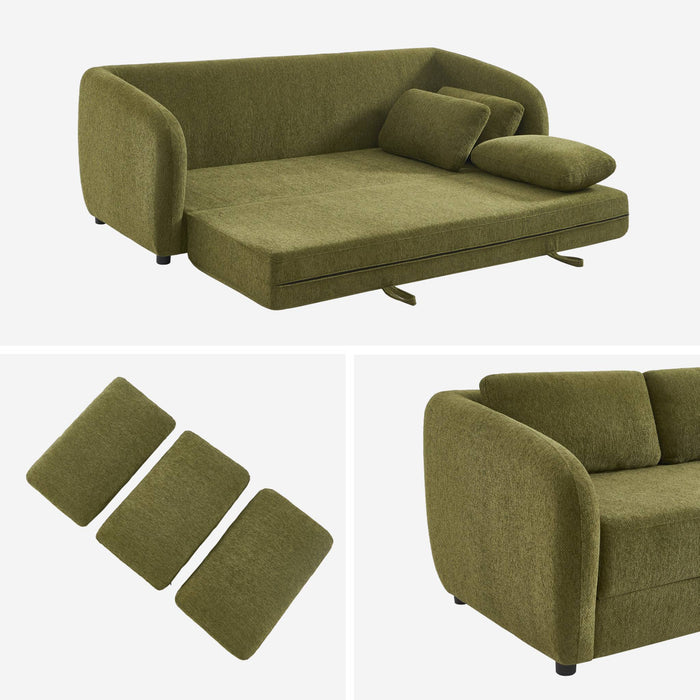 sweeek - Slaapbank 3 zitplaatsen chenille stof