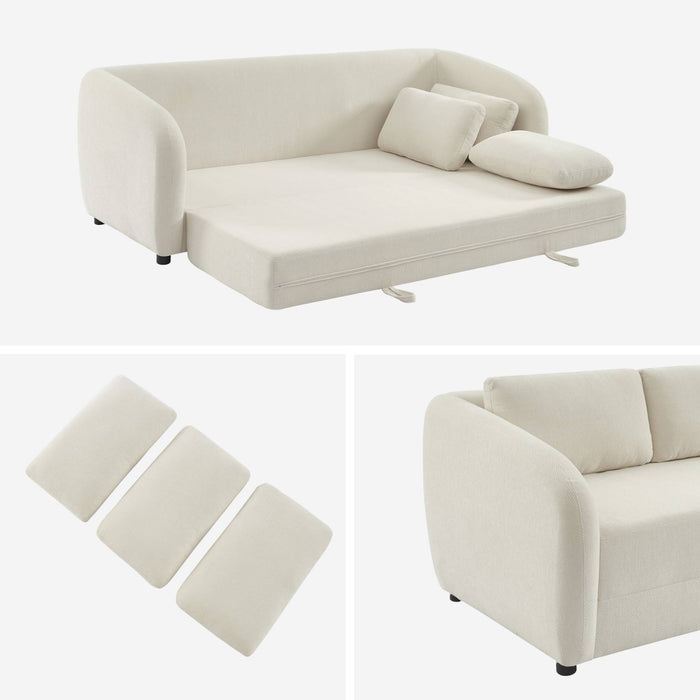 sweeek - Slaapbank 3 zitplaatsen chenille stof