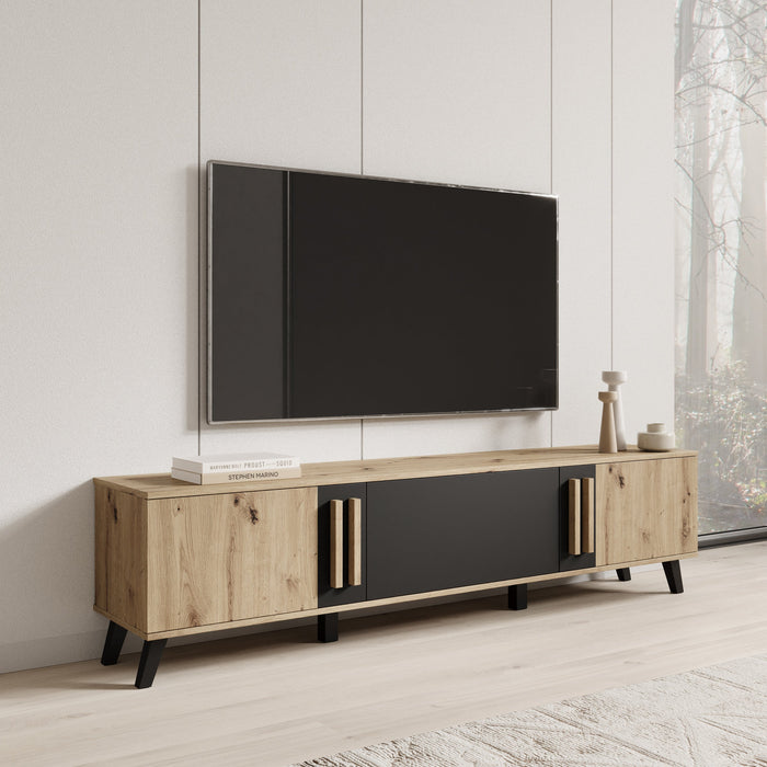 Meubella - Hydra - TV-Meubel - Eiken|Zwart - 180 cm
