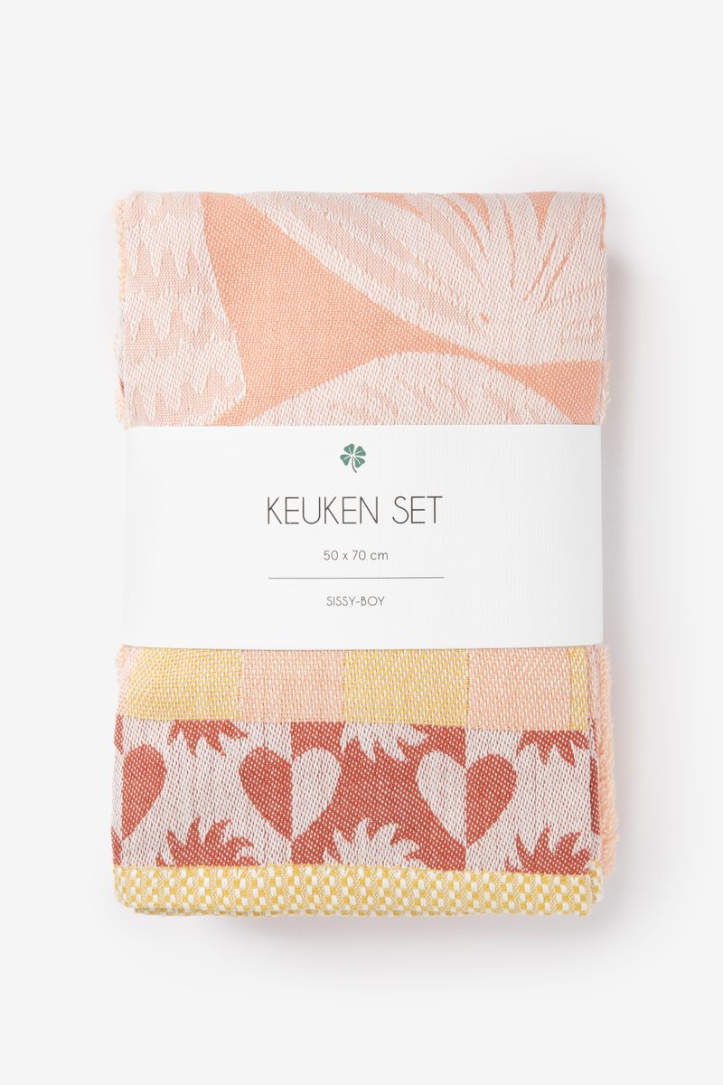 Sissy-Boy Lichtoranje handdoek en theedoek