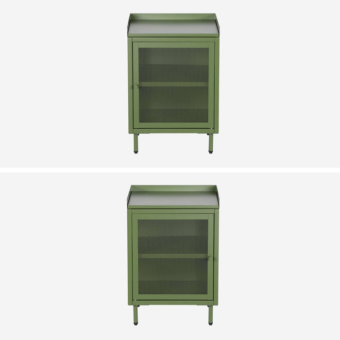 sweeek - Nachtkastjes met 1 deur, metaal, industrieel (set van 2)