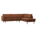 WOOOD Rodeo Hoekbank Rechts - Ribstof - Roestbruin - 85x266x213