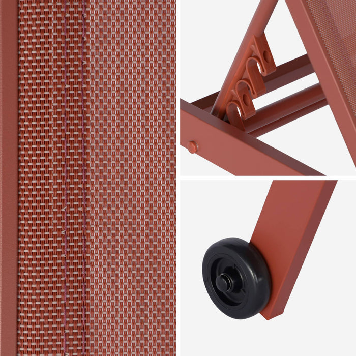 sweeek - Aluminium ligstoelen, meerdere standen, met wieltjes (set van