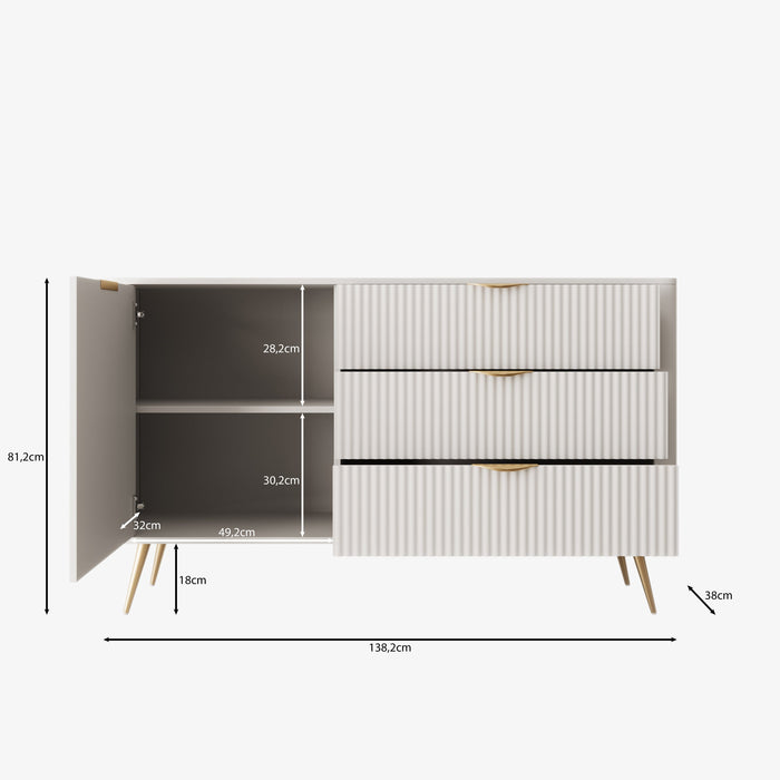 Meubella - Lima - Dressoir - Wit - 138 cm