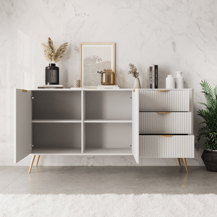 Meubella - Lima - Dressoir - Wit - 163 cm