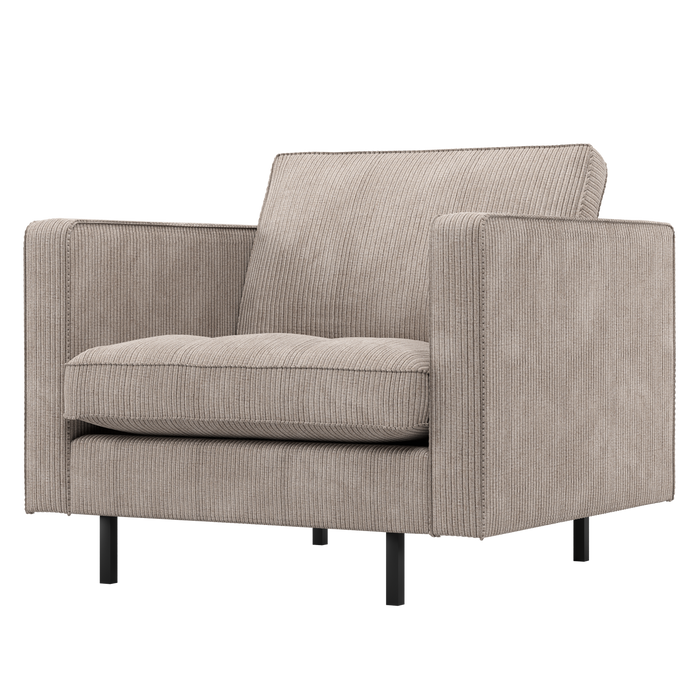 WOOOD Rodeo Classic Fauteuil - Ribstof - Donkerzand - 83x98x88